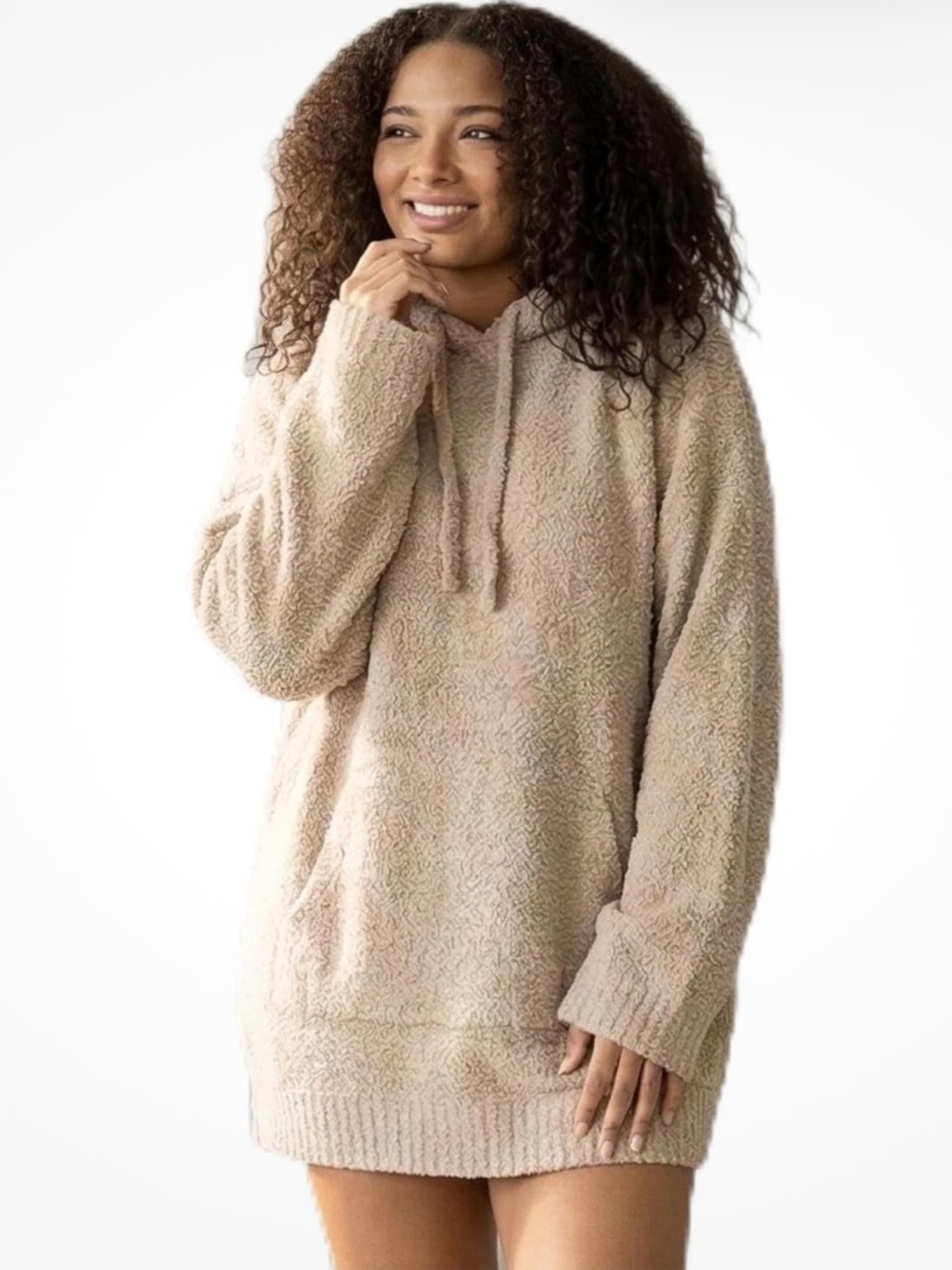 Sunday Citizen Snug Blanket Hoodie Oversized chunky Plush Taupe One Size NWT